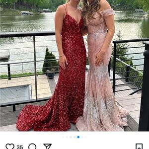 Elegant Sherri Hill Red Sequin prom dress size 00. No alterations. Like new.